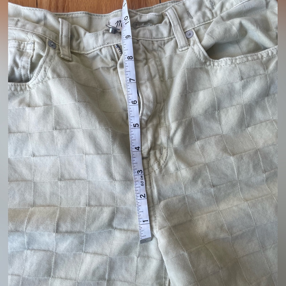 Madewell High-Rise Wide Leg Jeans in Pale Beige Checkered - Picture 5 of 7